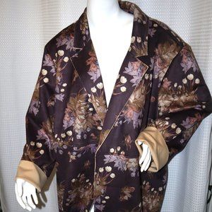 Womens T Tahari Floral Faux Leather Coat Open Style Topper Fall 3X NWT